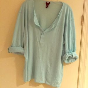 Deep v long sleep shirt